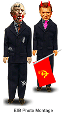 picture of tom daschle with horns and a soviet flag